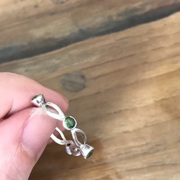 Sterling Silver Peridot Cut Out Stack Ring Taxco 6 - Picture 4 of 4
